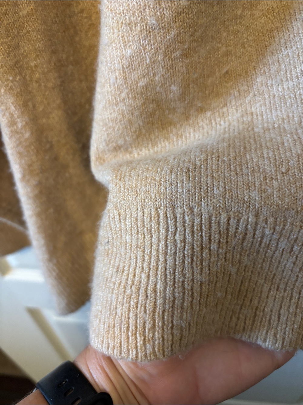 Madewell Camel Crewneck Sweater with Black Polka Dots - Picture 4 of 5